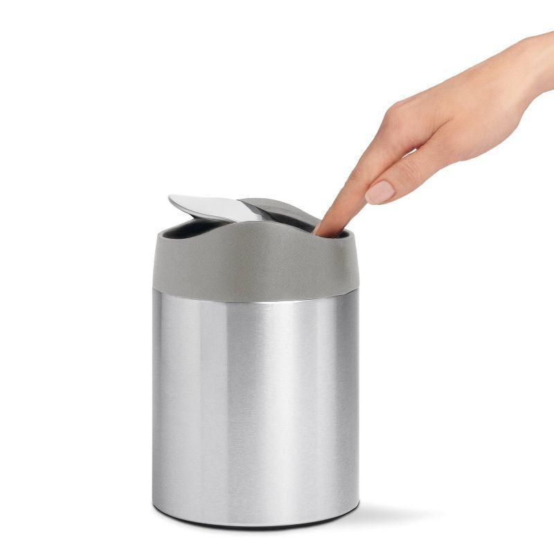 Brushed Stainless Steel Mini Countertop Trash Can with Swing Lid