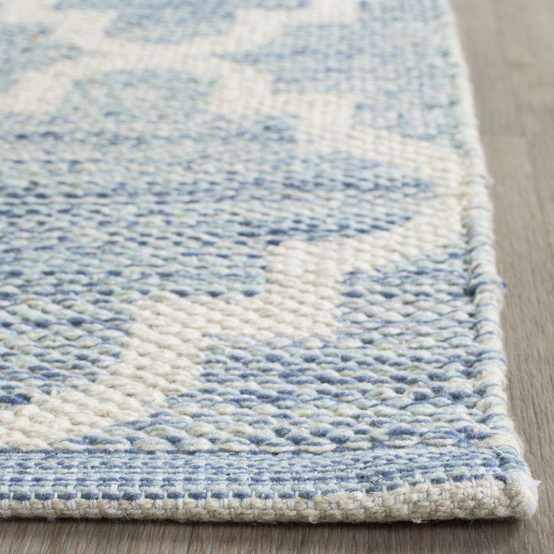 Light Blue and Ivory Cotton Trellis Area Rug