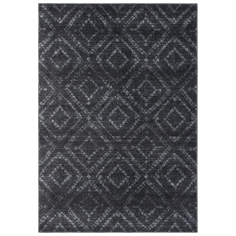 Dark Grey Geometric Synthetic Reversible Area Rug, 3' x 5'