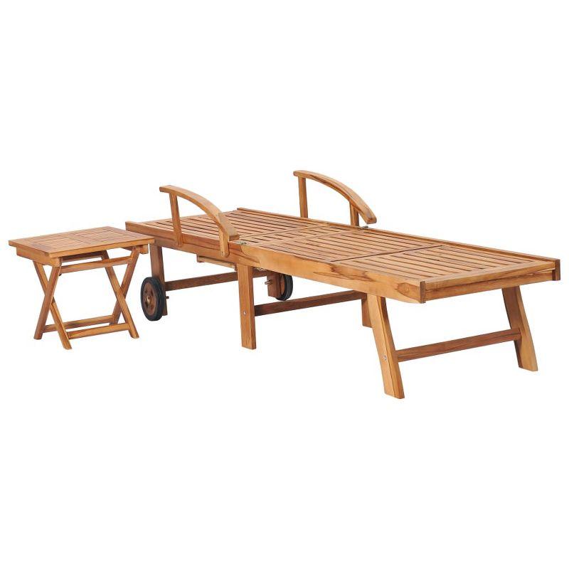 VidaXL 16" Long Acacia Double Chaise with Cushions (Set of 2)