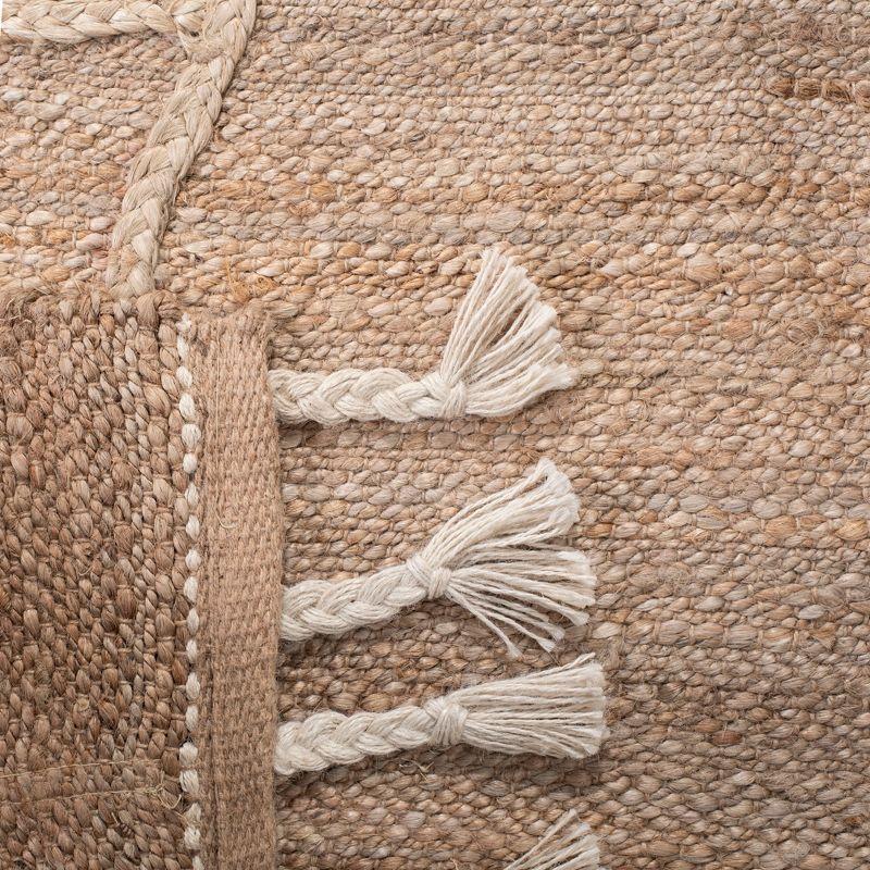 Handwoven Jute Natural Fiber 6' Square Area Rug with Non-Slip Backing