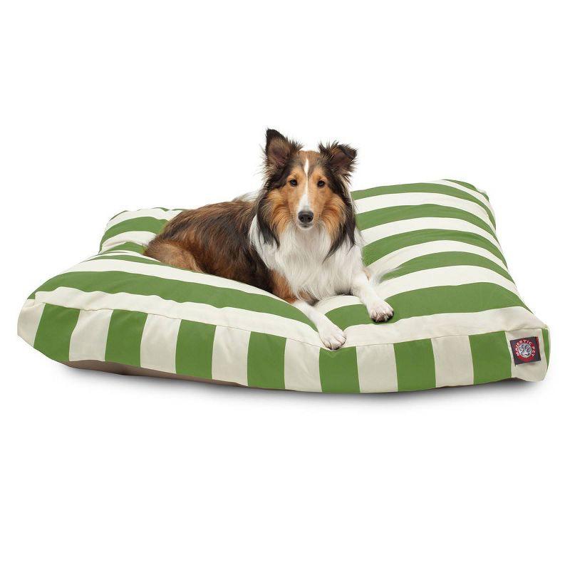 Large Sage Green Striped Polyester Outdoor Dog Bed