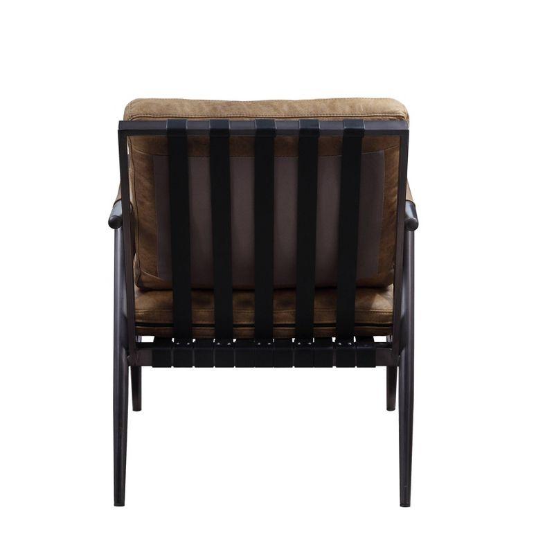 Anzan Chestnut Leather and Matte Iron Accent Chair