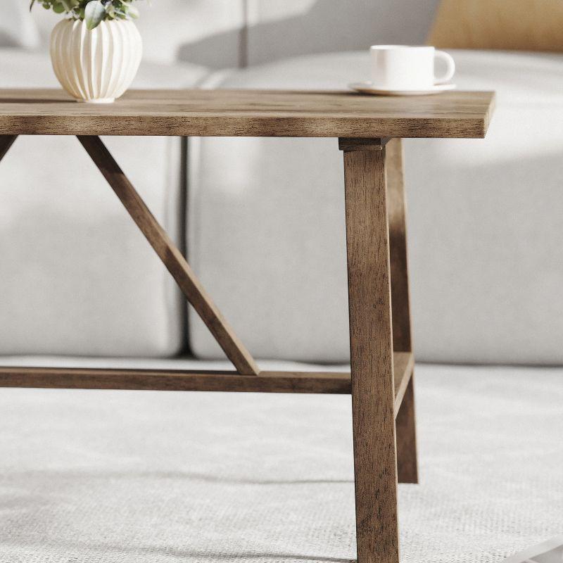 Rustic Brown Solid Wood Trestle Coffee Table