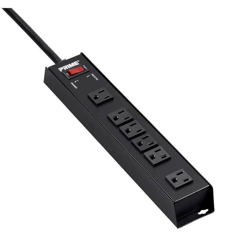 Monoprice Power & Surge - 6 Outlet Metal Surge Protector Power Strip - 15 Feet Cord - Black | 1150 Joules 15A / 125V / 1875W