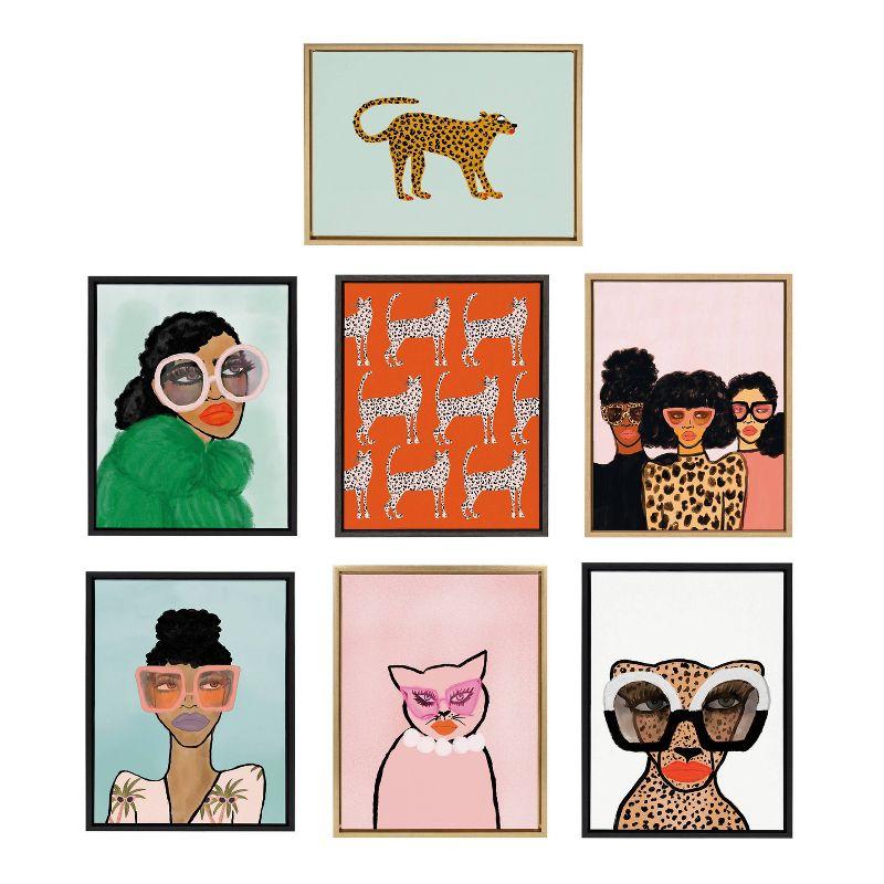 Kate & Laurel All Things Decor 18"x24" Sylvie Cheetah 4" Framed Canvas by Kendra Dandy Black: Modern Animal Digital Art