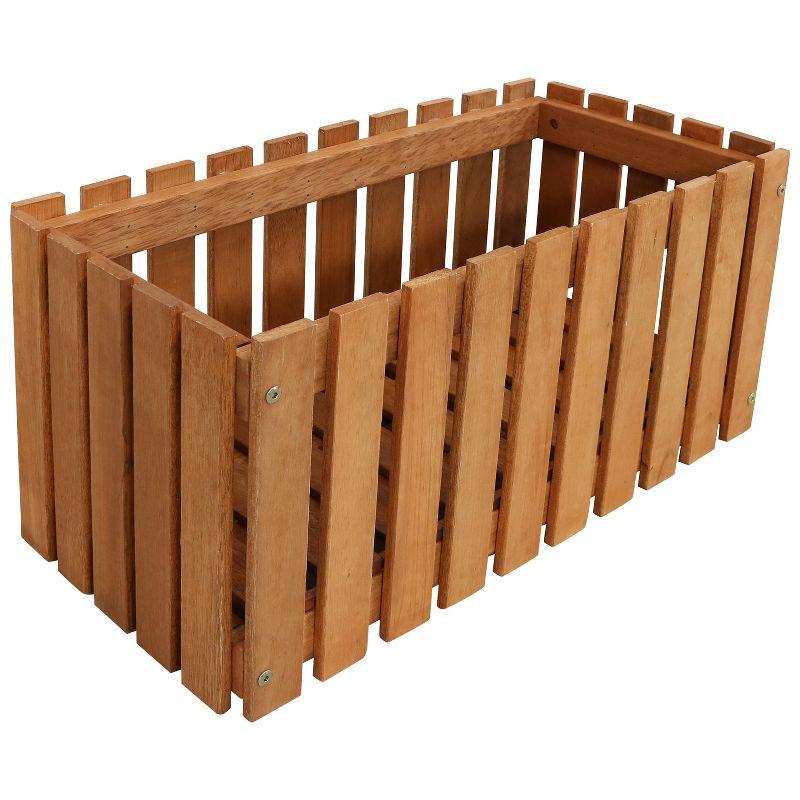 Meranti Wood Picket-Style Planter Box for Outdoor Spaces - 24" Brown