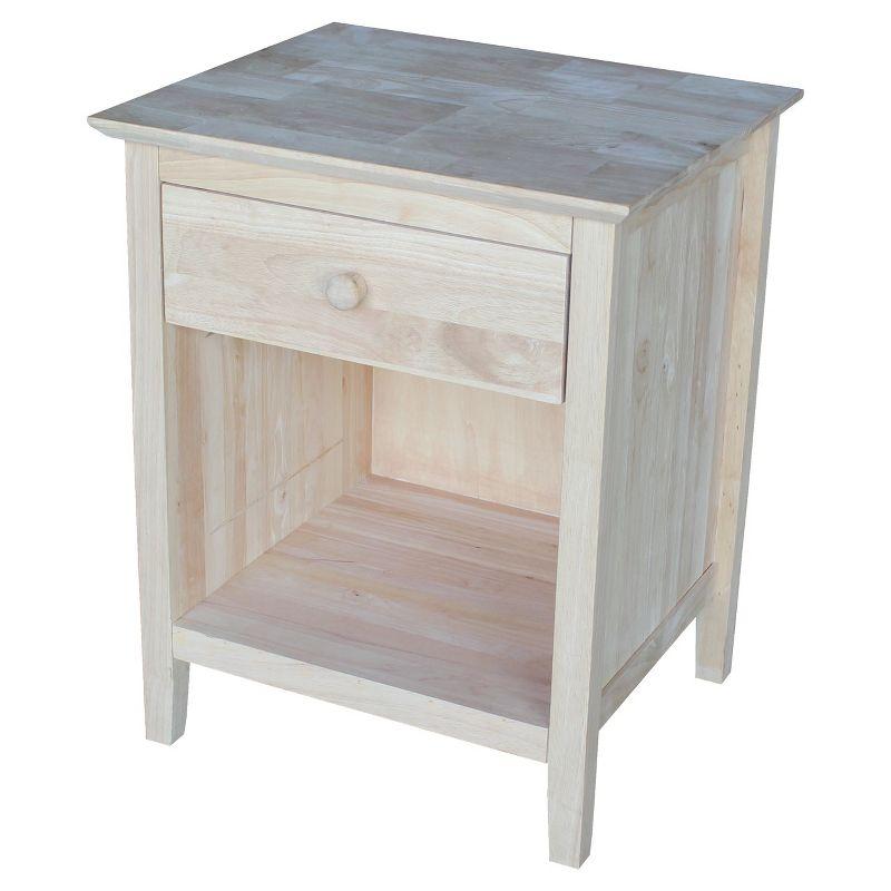 Light Wood 1-Drawer Nightstand with Tapered Legs