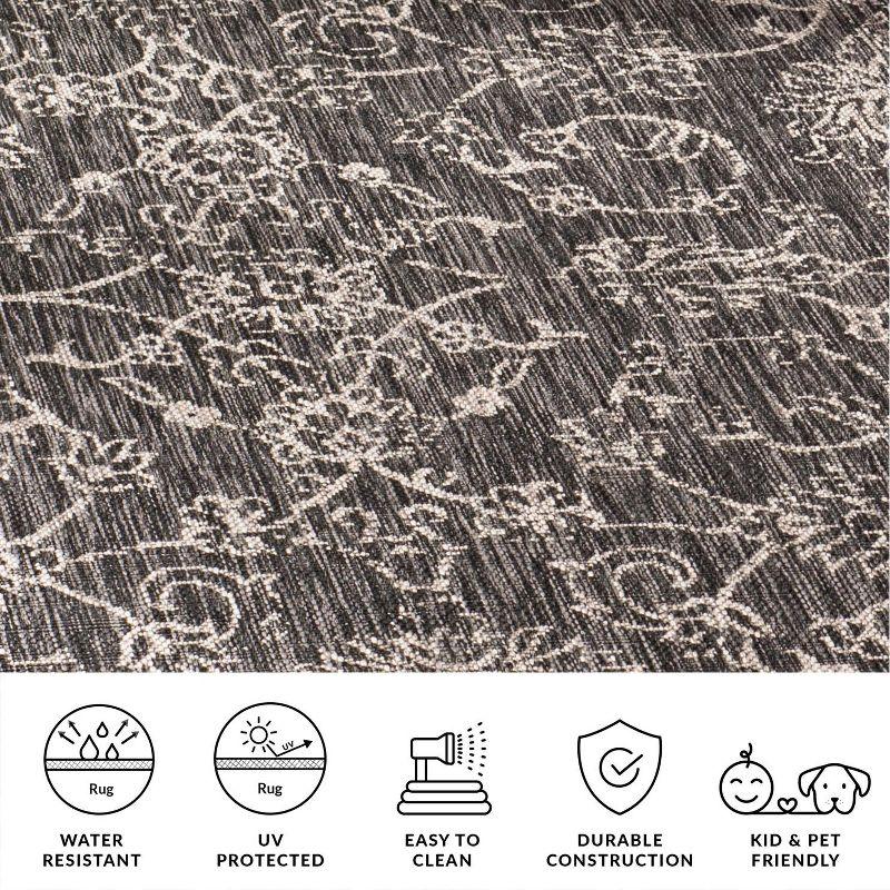Courtyard CY8680 UV & Stain Resistant Non-Shedding Power Loomed Indoor/Outdoor Runner Rug - Black/Ivory - 2'3"x6'7" - Safavieh