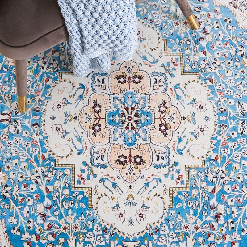 Tucson TSN136 Power Loomed Machine Washable Area Rug - Turquoise/Beige - 6'x6' - Safavieh.