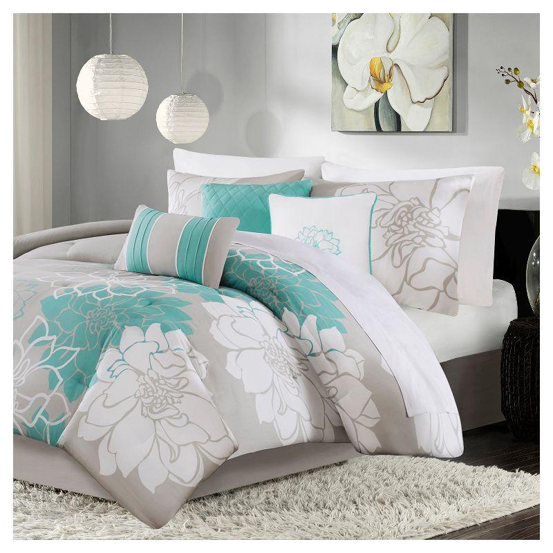 Madison Park Lola 7 Piece Floral Cotton Comforter Set