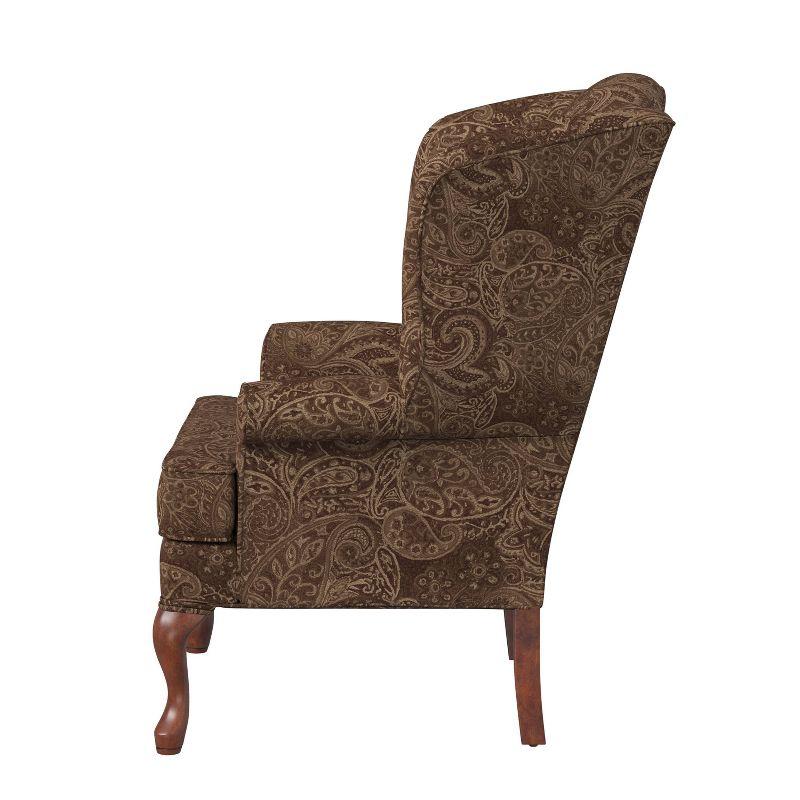 Comfort Pointe Paisley Traditional Wingback Accent Chair Coco: Handcrafted, Plush Chenille, No Assembly Required