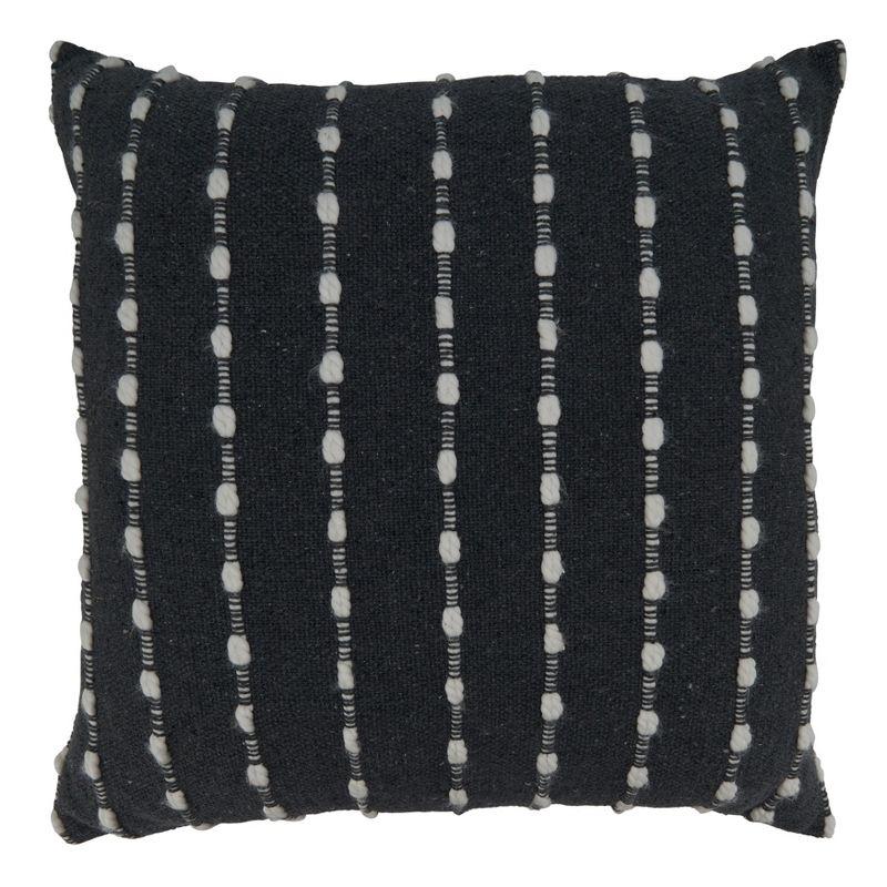 Black and White Chunky Striped Square Throw Pillow with Down Filling