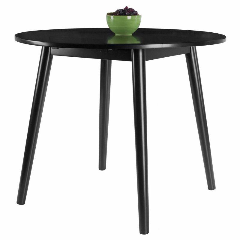 36" Moreno Round Drop Leaf Dining Table Black - Winsome: Space-Saving, Seats 4