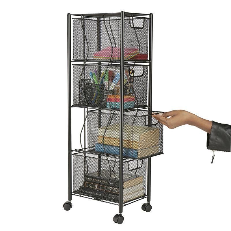 Mind Reader Mind Reader Rolling Cabinet with Drawers, Desk Organizer, Storage, 8"L x 11"W x 31.5"H, Black
