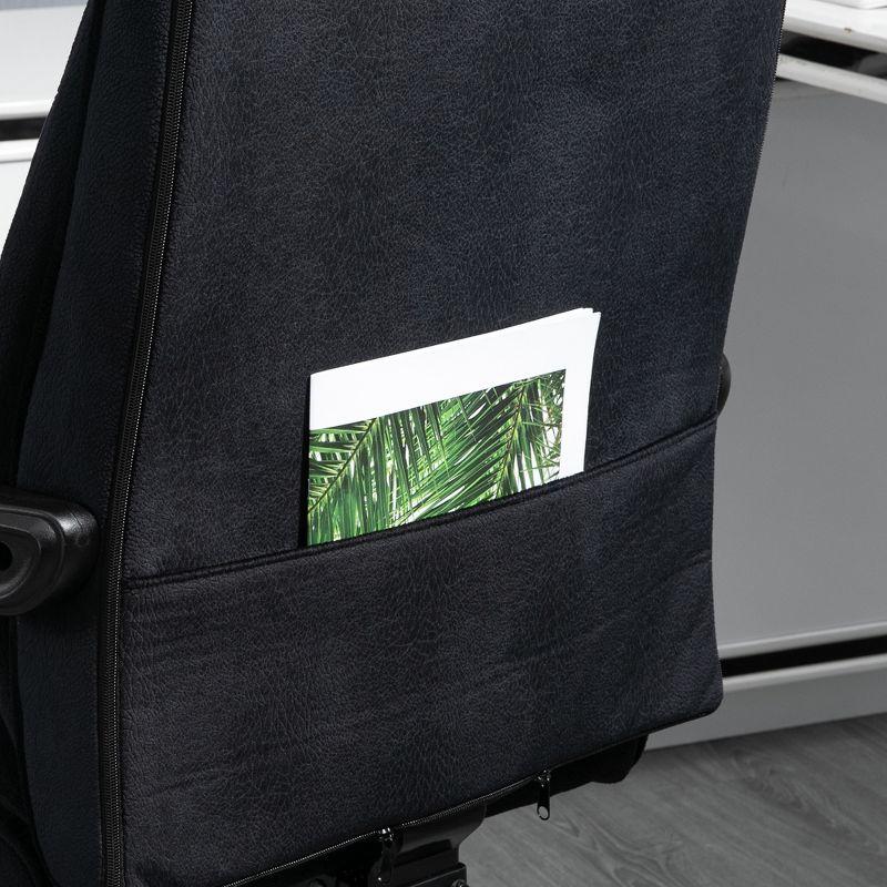 Vinsetto High-Back Ergonomic Office Chair with Footrest, Microfiber Computer Chair with Reclining Function and Armrest, Executive Office Chair, Black