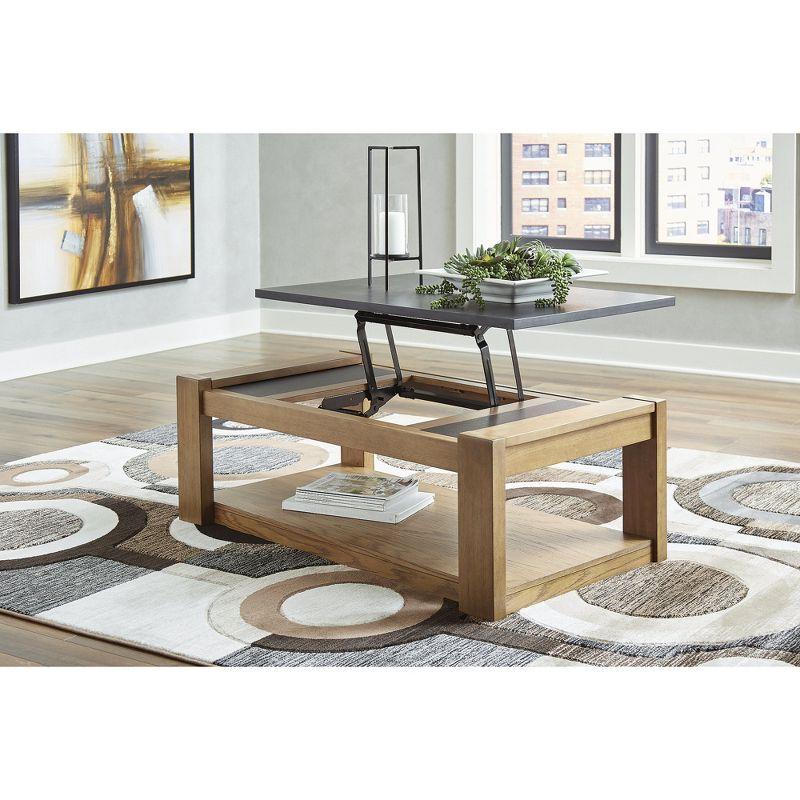 Signature Design by Ashley Casual Quentina Lift Top Coffee Table, Light Brown/Black