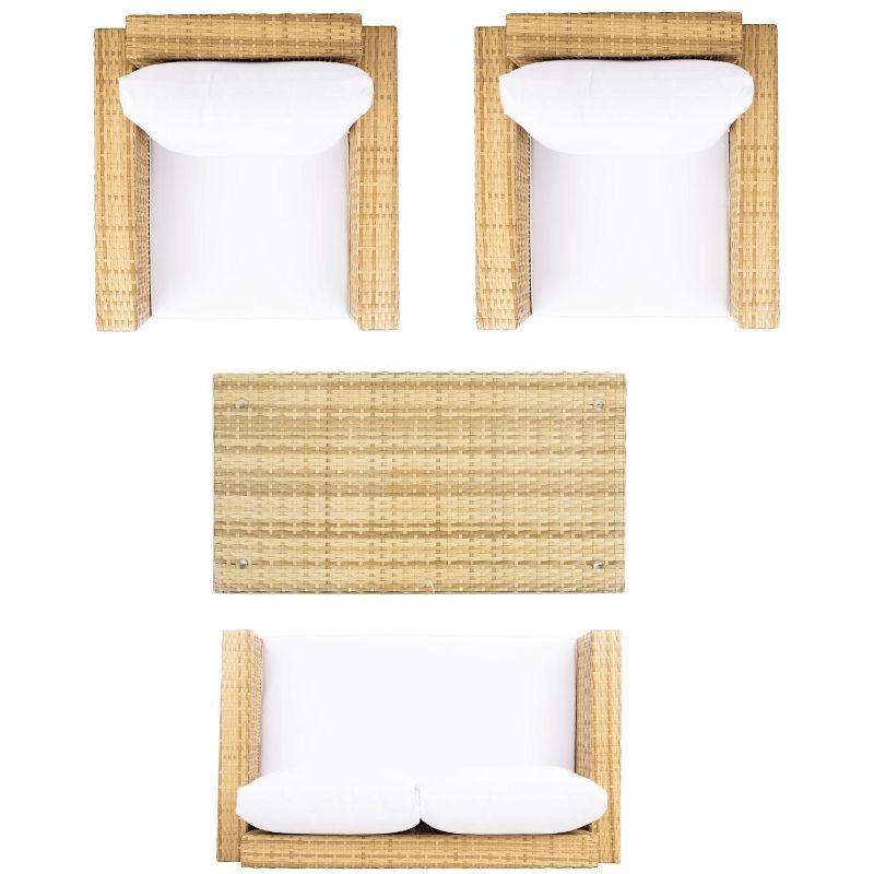 Machie 4Pc Living Set - Indoor/Outdoor - PAT7508 - Natural/White - Safavieh