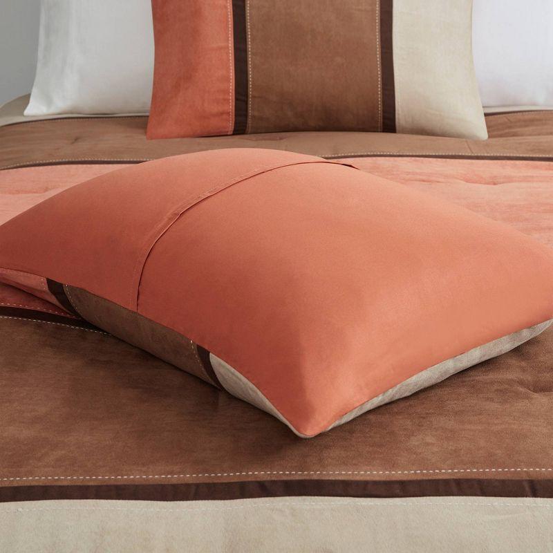 California King Coral and Brown Microfiber Comforter Set