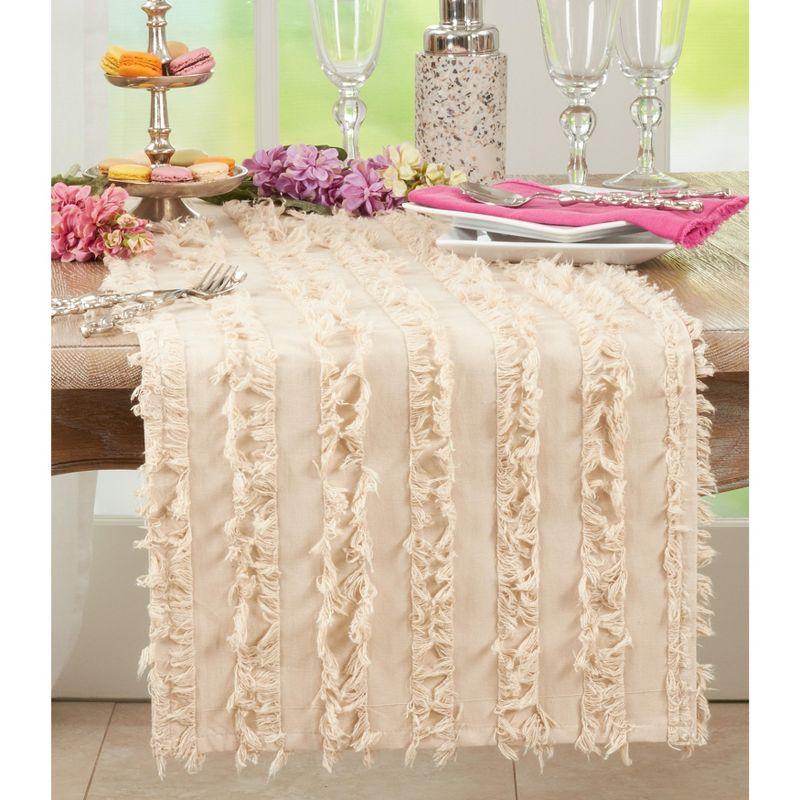 Saro Lifestyle Table Runner With Fringe Stripe Design