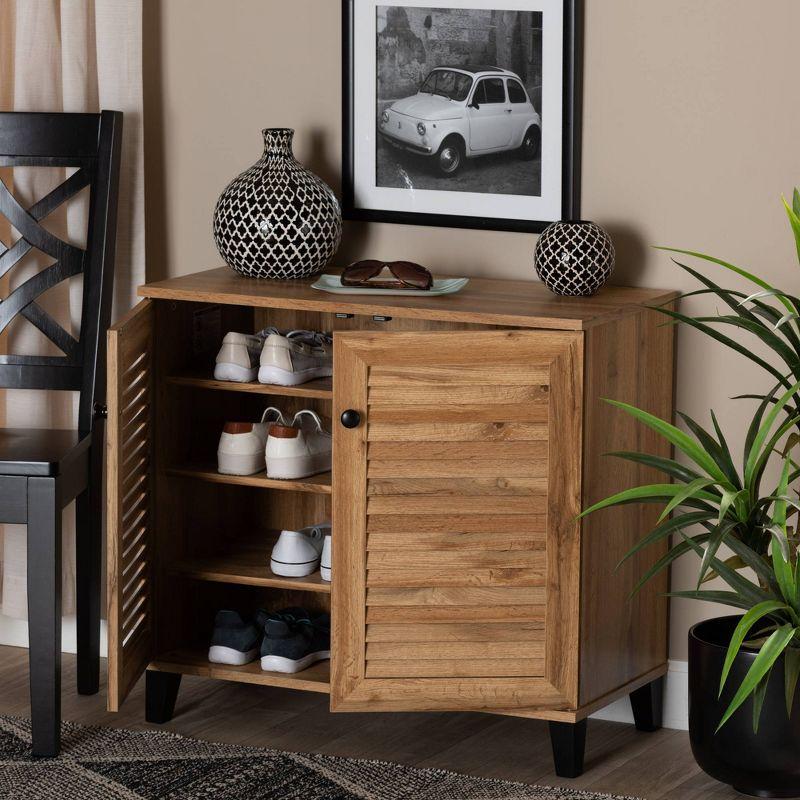 Coolidge Oak Brown Wood 2-Door Shoe Storage Cabinet