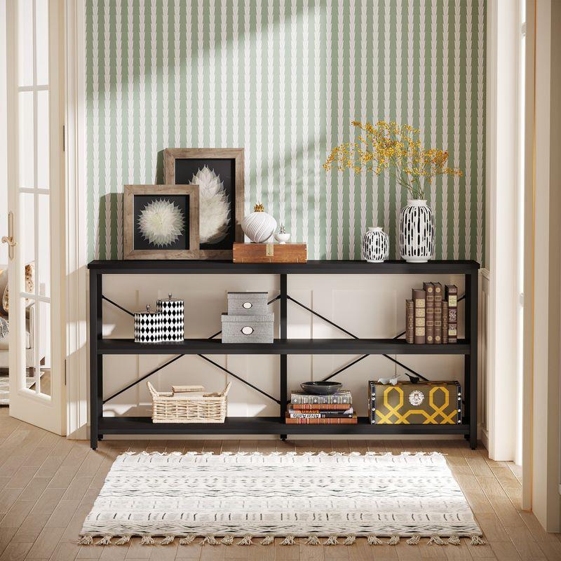 Tribesigns 55 Inches 3 Tiers TV Stand Console Long Sofa Table, Black