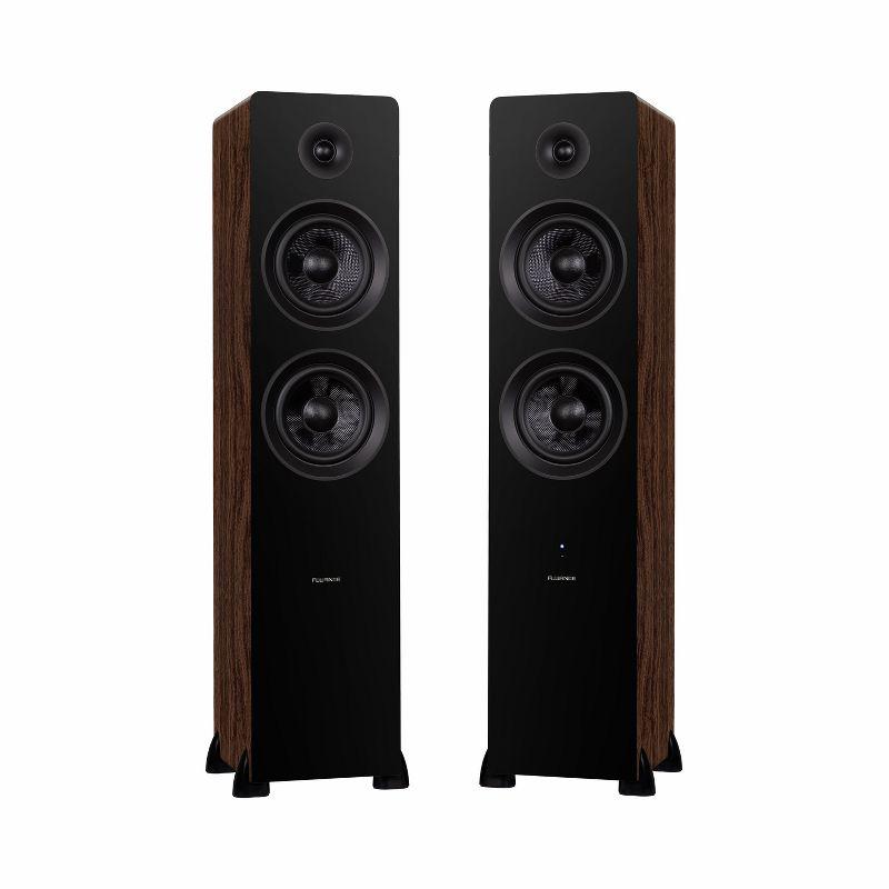 Natural Walnut Wireless Floorstanding Speakers with Bluetooth and Optical Audio