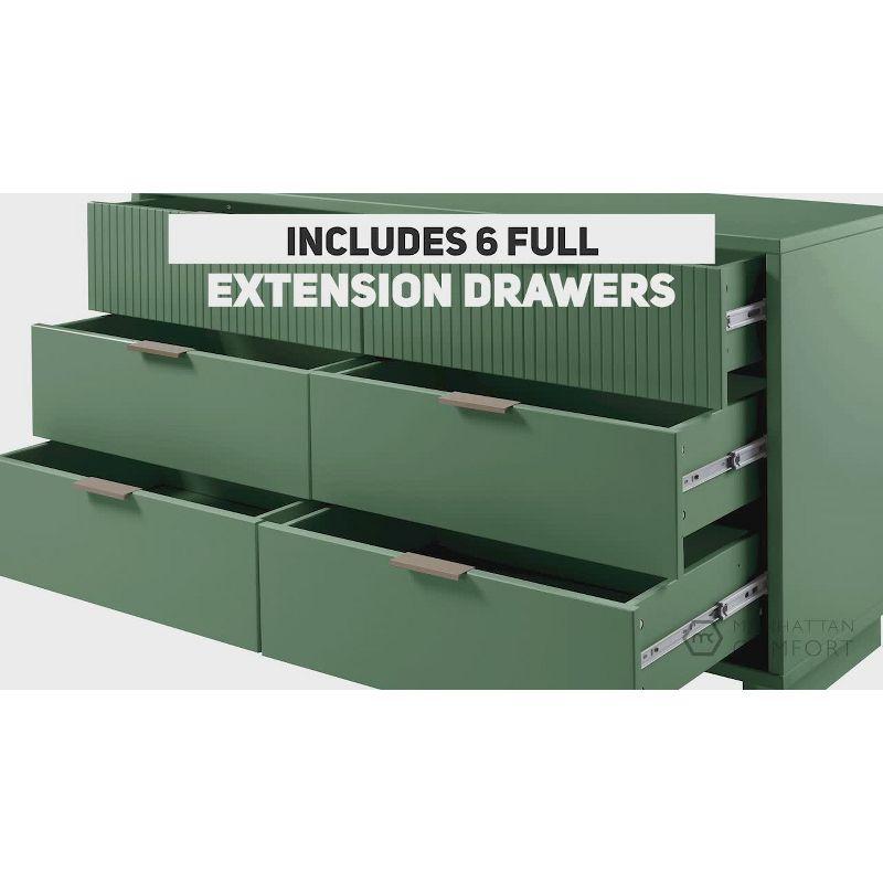 Granville Modern 6 Drawer Double Wide Dresser Black - Manhattan Comfort: Bedroom Storage, Soft Close
