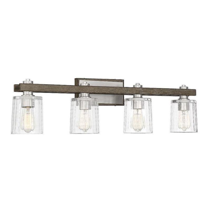 Savoy House Halifax 4 - Light Vanity in  Satin Nickel/Gray Wood