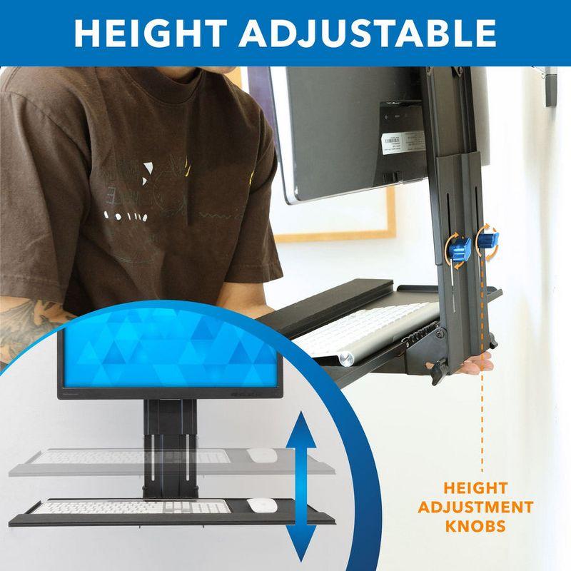 Mount-It! Monitor and Keyboard Wall Mount, Height Adjustable Standing VESA Keyboard Tray, 25 Inch Wide Platform with Mouse Pad