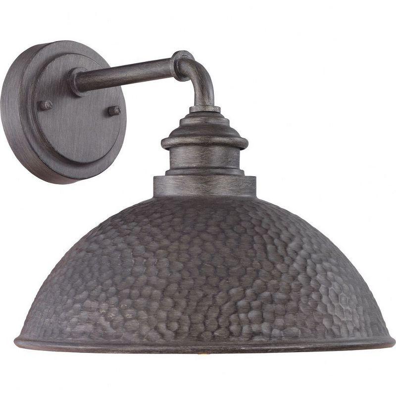 Antique Pewter Hammered Copper Wall Lantern, 12-inch