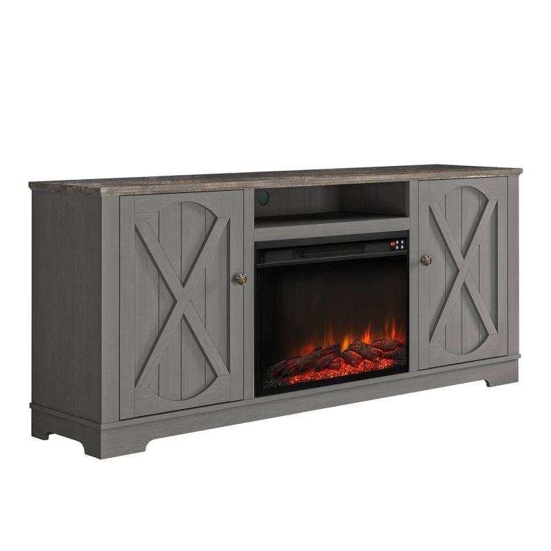 Farmhouse TV Stand for TVs up to 70'' with Electric Fireplace & Storage Cabinets - Festivo