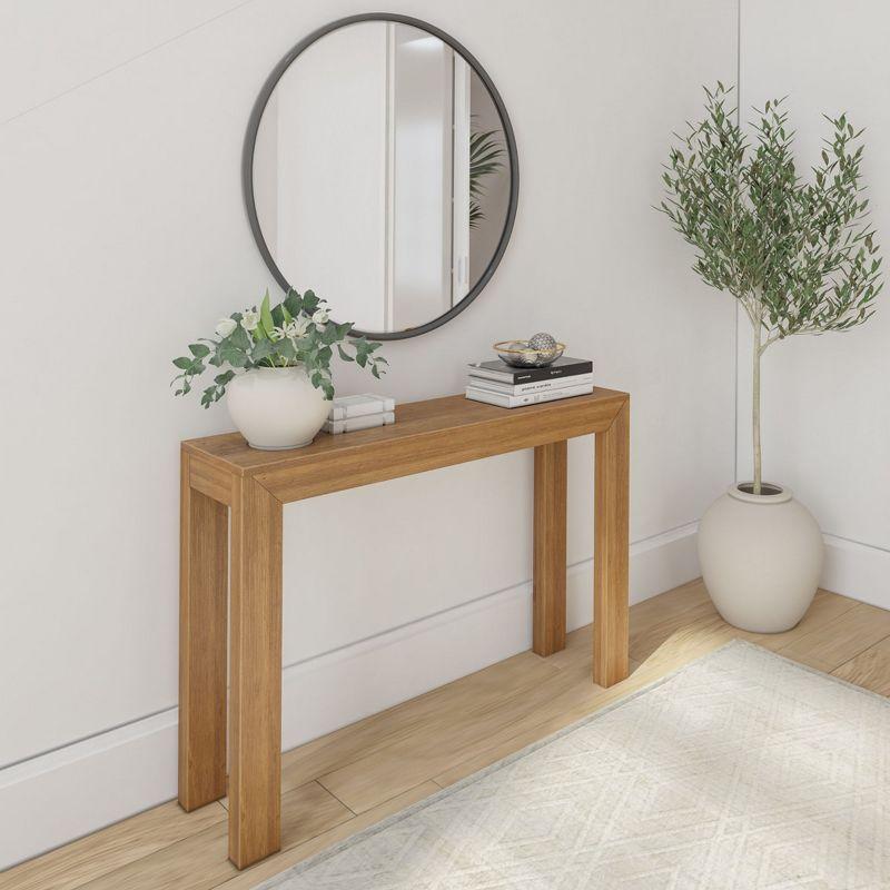 Pecan Solid Pine Wood Console Table with Storage, 46.25 Inch