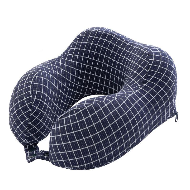 Navy Memory Foam Travel Neck Pillow with Washable Cover