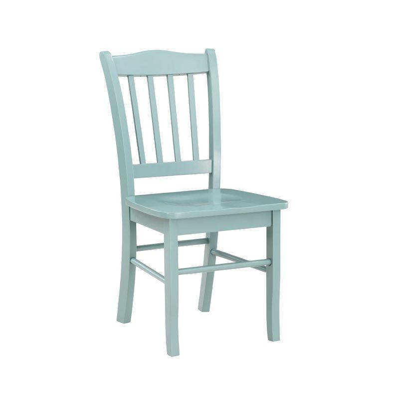 High Back Blue Upholstered Wood Side Chair