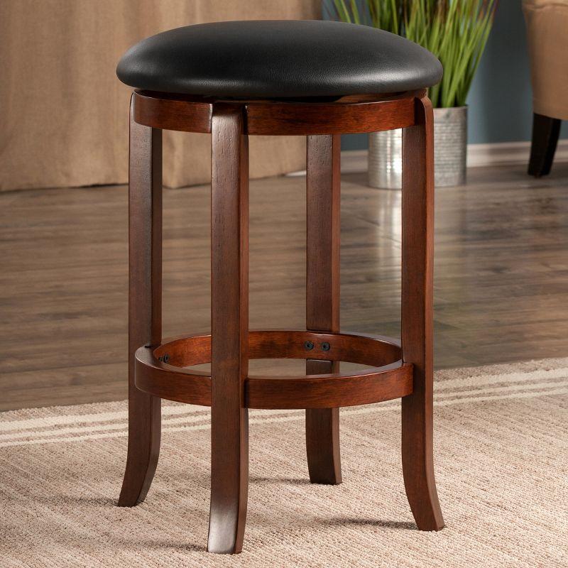 24" Walcott Swivel Counter Height Barstool Walnut - Winsome: Round, Wood Frame, Fixed Height