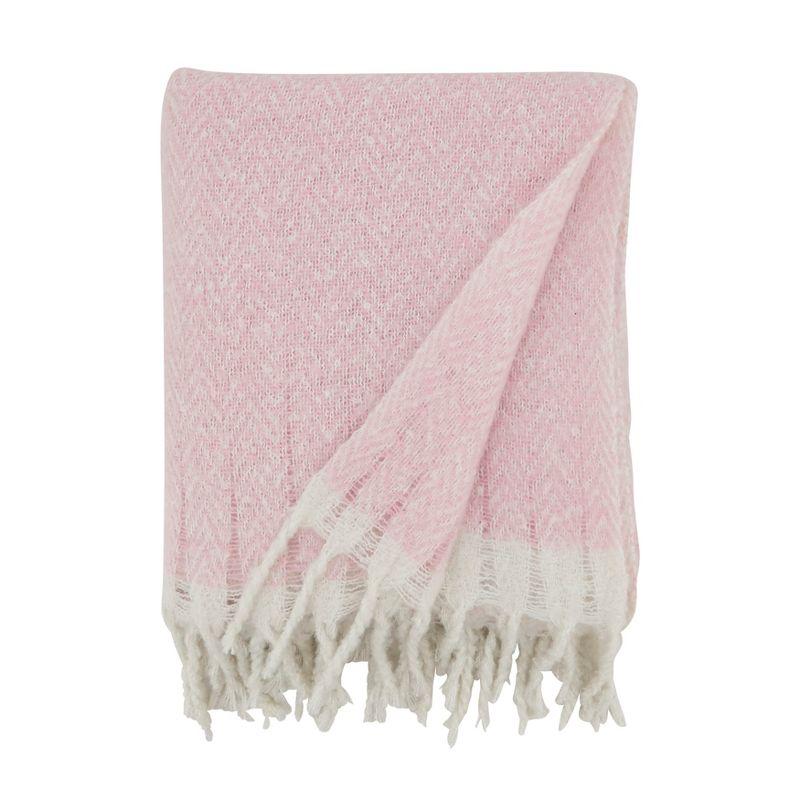 Saro Lifestyle Chic Faux Mohair Herringbone Fringed Throw