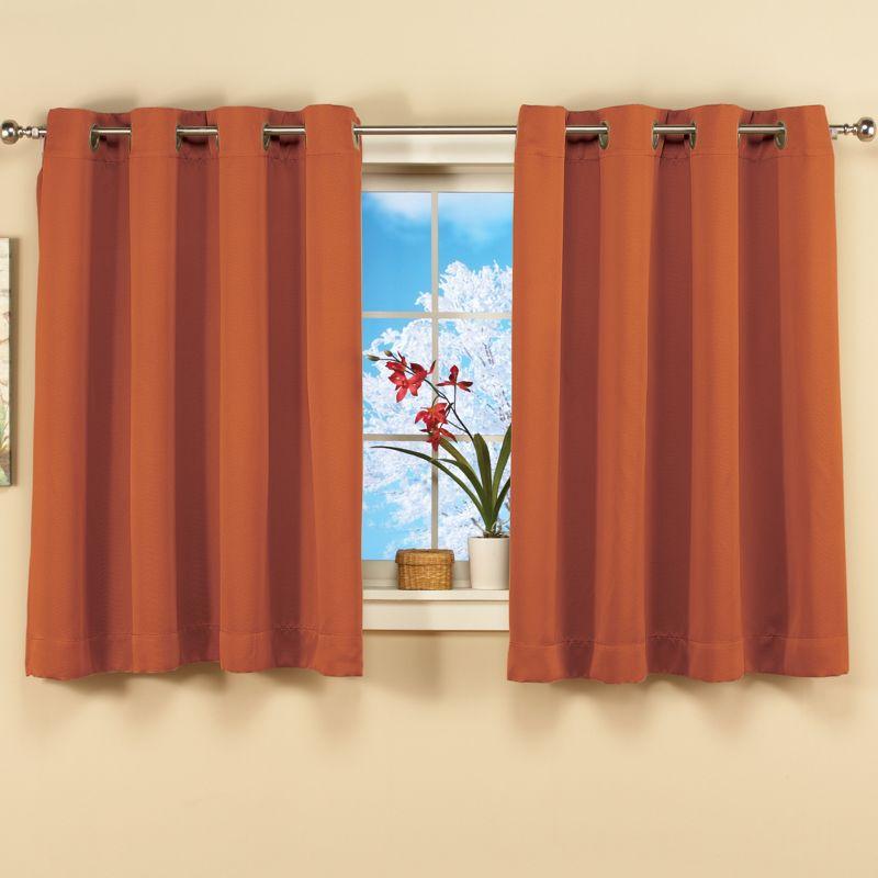 Collections Etc Short Blackout Window Curtain Panel with Easy Open-Close, Single Panel, 56" x 45" Spice