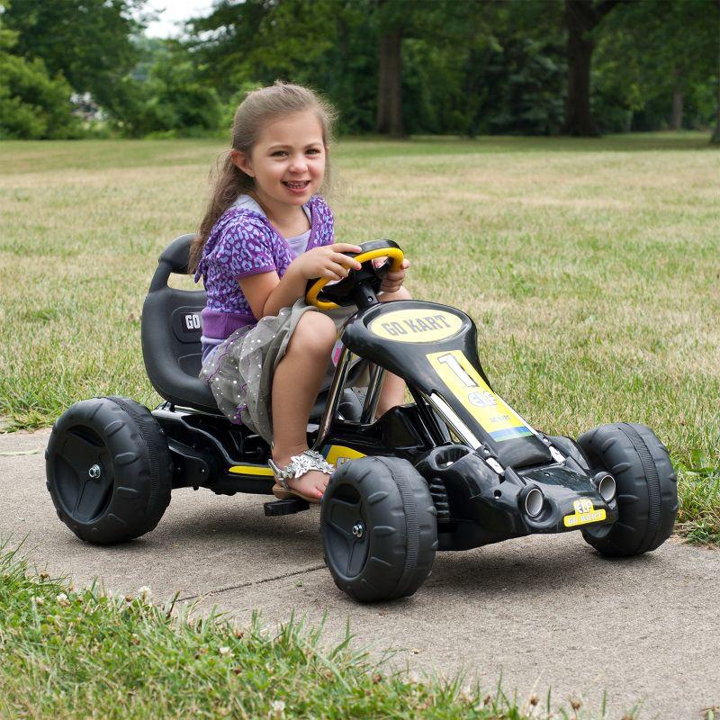 Toy Time Go Kart for Kids - 4-Wheel Pedal Car with Racing Decals - Indoor/Outdoor Ride-On Toy