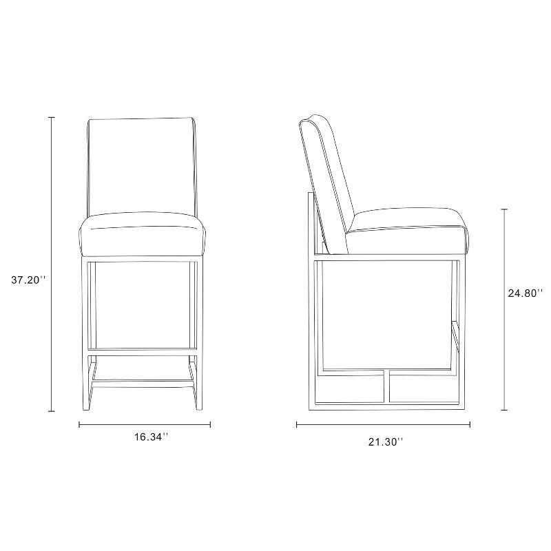 Set of 2 Element Upholstered Stainless Steel Counter Height Barstools Camel - Manhattan Comfort