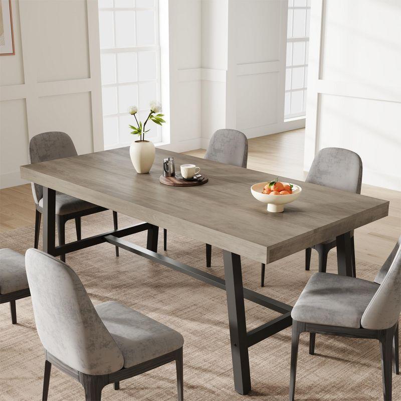 Industrial Dining Table for 6~8 People, 78.7" Long Rectangle Dining Tables, Wooden Kitchen Table
