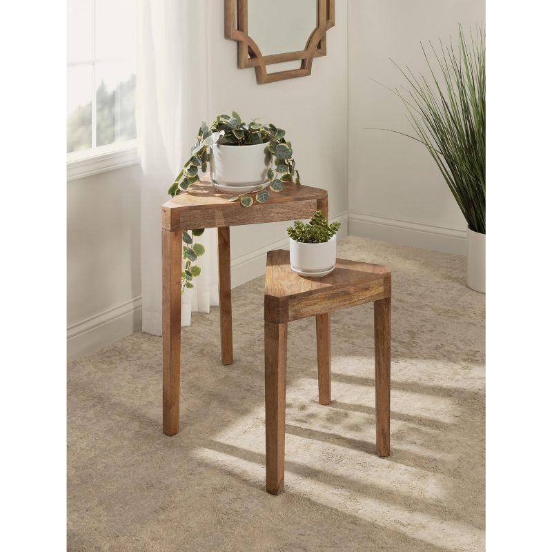 Kate and Laurel Talcott Triangle Wood Nesting Table, 2 Piece, Natural