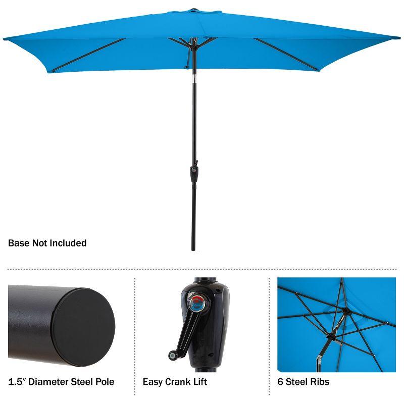 Pure Garden 10-ft Rectangular Patio Umbrella - Easy Crank Sun Shade with Push Button Tilt for Outdoor Furniture, Deck, Backyard, or Pool