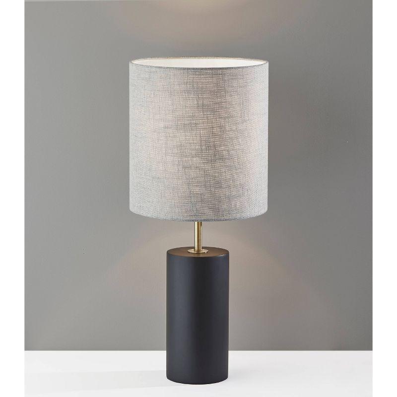 Dean Black Poplar Wood Table Lamp with Light Gray Shade