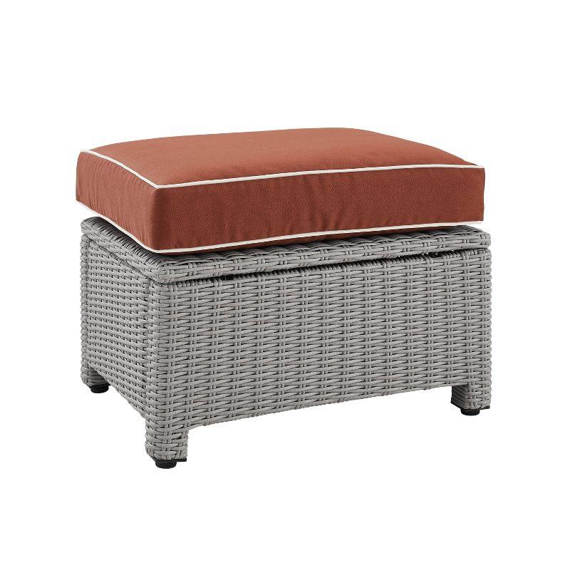 Bradenton Sangria and Gray Outdoor Wicker Ottoman with Cushion