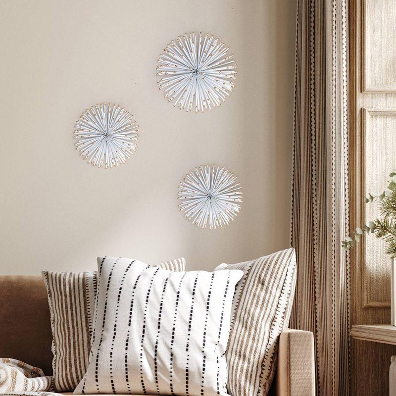 Dande White and Gold Starburst Metal Wall Art Set of 3