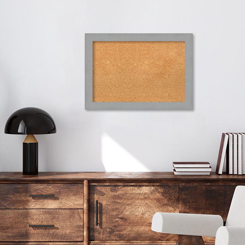 Amanti Art Brushed Framed Corkboard, Natural Cork