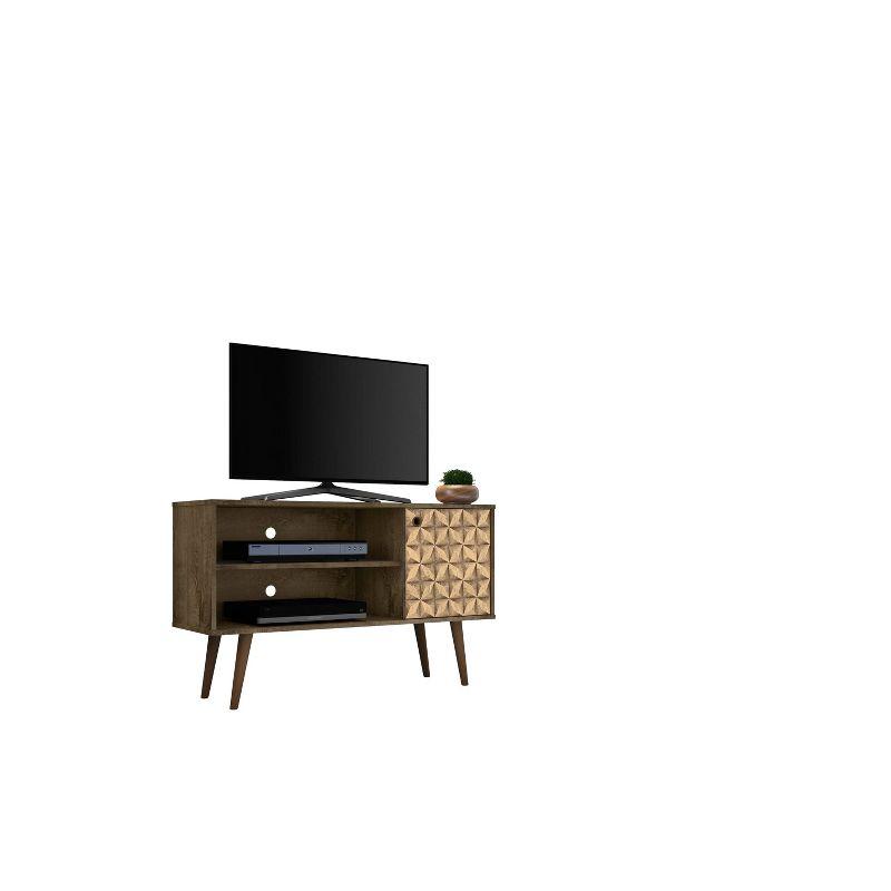 Liberty Mid-Century Modern 2 Shelves and 1 Door with TV Stand for TVs up to 46" Rustic Brown - Manhattan Comfort