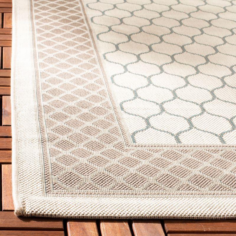 Beige Geometric Low Pile Outdoor Area Rug