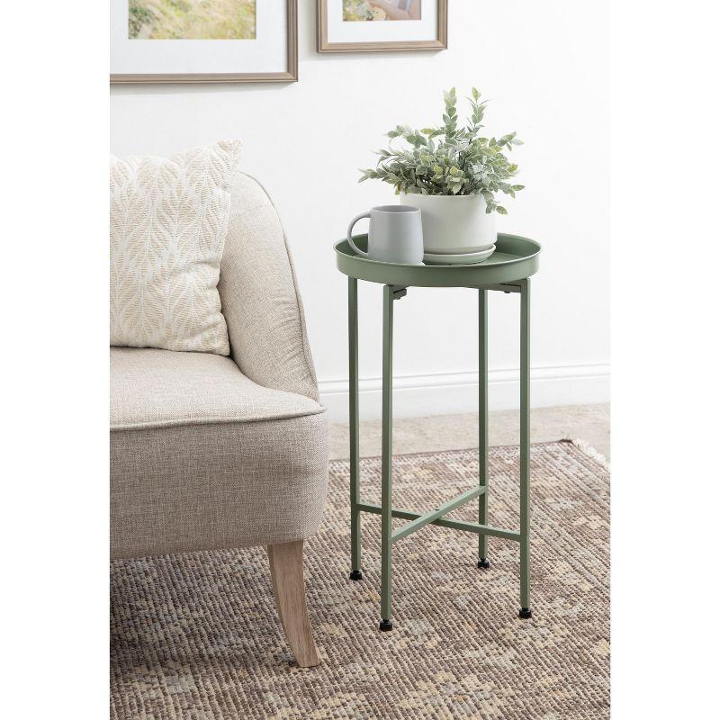 Kate and Laurel Deliah Round Metal Tea Table, 14.25x14.25x25.75, Green